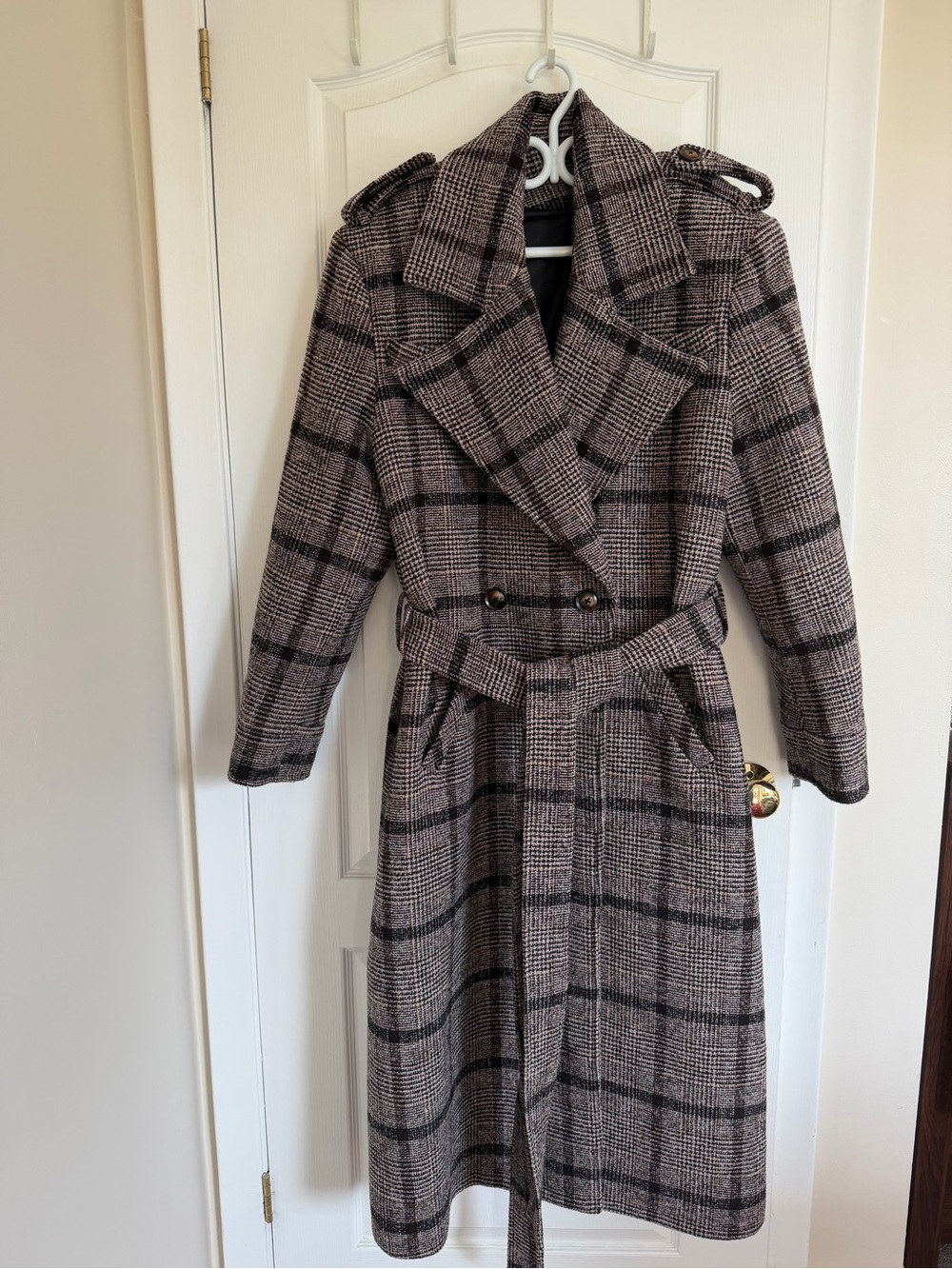NWOT42% Wool Heavyweight Oversized Plaid Long Coat – Boutique Sample Fits S-L - Picture 3 of 16